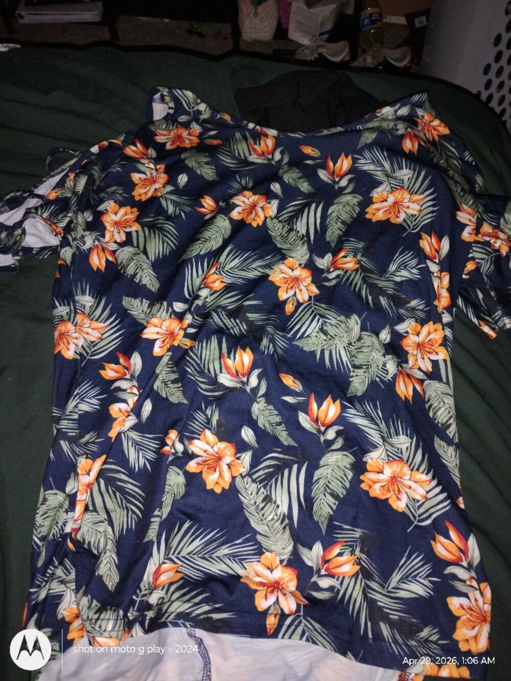 Tropical Floral Palm Print Short Sleeve Shirt